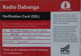 QSL Radio Dabanga Мадагаскар Судан Сентябрь 2015 года